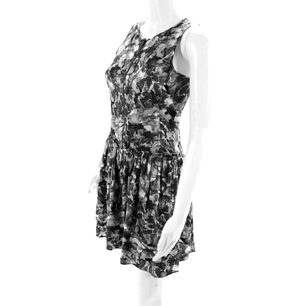 Theory Womens Silk Floral Print Pleated Zipped Drop